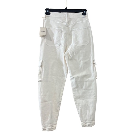MOTHER Denim - Mother Denim Womens 29 The Curbside Cargo Flood Jeans Ivory High Rise Retro Boho